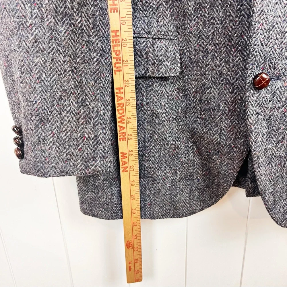Harris Tweed‎ Vtg Mens Gray 100% Scottish Wool Sport Coat Blazer Herringbone